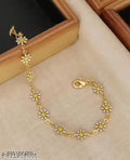 Cute Gold Daisy Flower Bracelet for Women | Colorful Floral Chain Jewelry