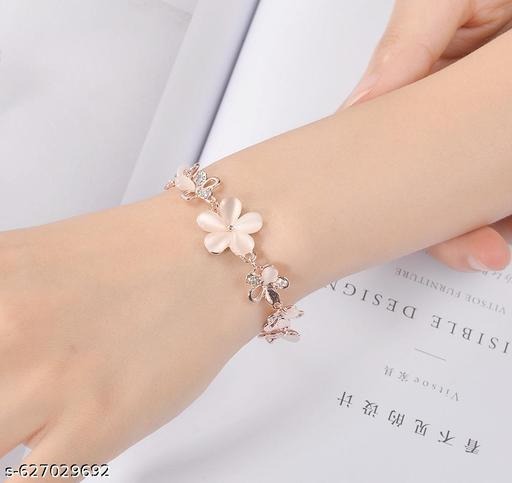 Rose Gold Floral Crystal Bracelet for Women | Elegant Flower Chain Jewelry