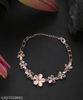 Rose Gold Floral Crystal Bracelet for Women | Elegant Flower Chain Jewelry