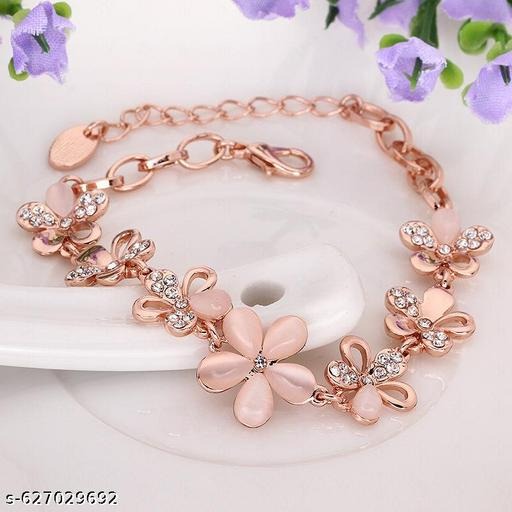 Rose Gold Floral Crystal Bracelet for Women | Elegant Flower Chain Jewelry