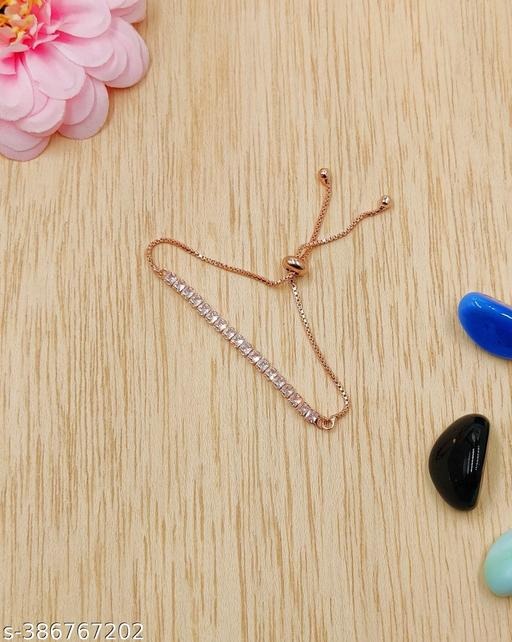 Rose Gold Adjustable Crystal Tennis Bracelet for Women | Slider Chain Bracelet