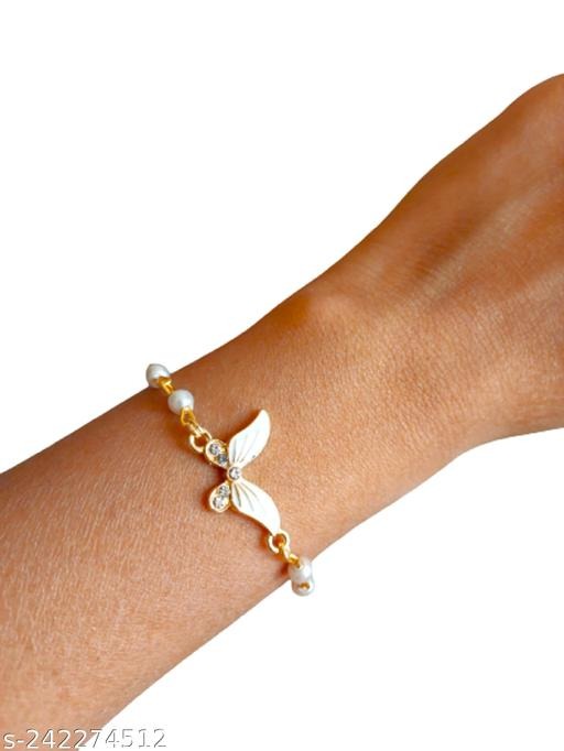 Elegant Butterfly Pearl Adjustable Bracelet for Women | Gold Chain Crystal Charm Jewelry