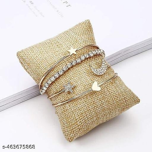 Luxury Gold Multi-Layer Crystal Charm Bracelet Set for Women | Adjustable Star Heart Moon Bangles