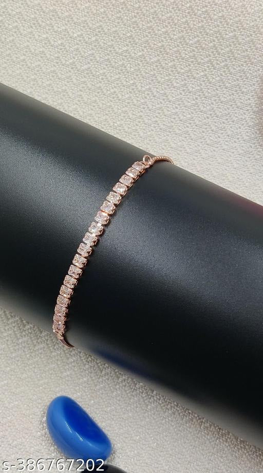 Rose Gold Adjustable Crystal Tennis Bracelet for Women | Slider Chain Bracelet