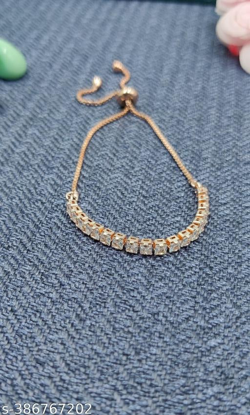 Rose Gold Adjustable Crystal Tennis Bracelet for Women | Slider Chain Bracelet